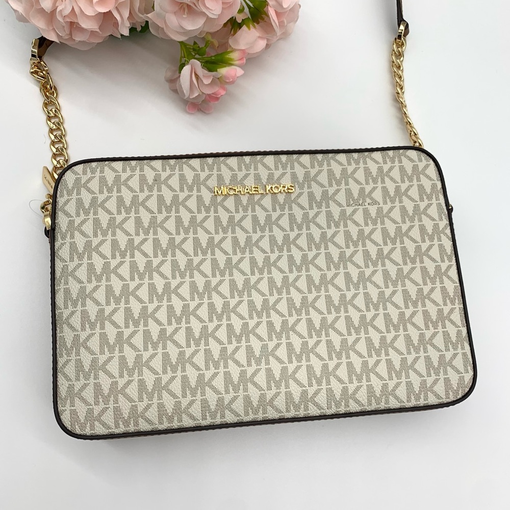 MICHAEL KORS JET SET LARGE EW CROSSBODY BAG IN VANILLA - Picture 6 of 12